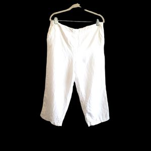 Notation Petite Women White Linen/Rayon Lined Capri#